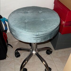 Blue Velvet Swivel Stool
